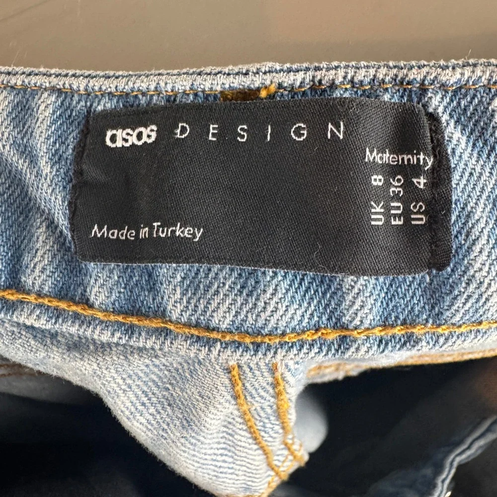 ASOS Maternity Jeans Women US 4 Light Blue 100% Cotton Straight Leg Denim Casual